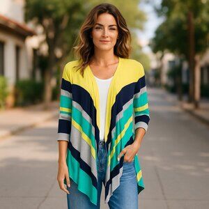 Striped Waterfall Cardigan
